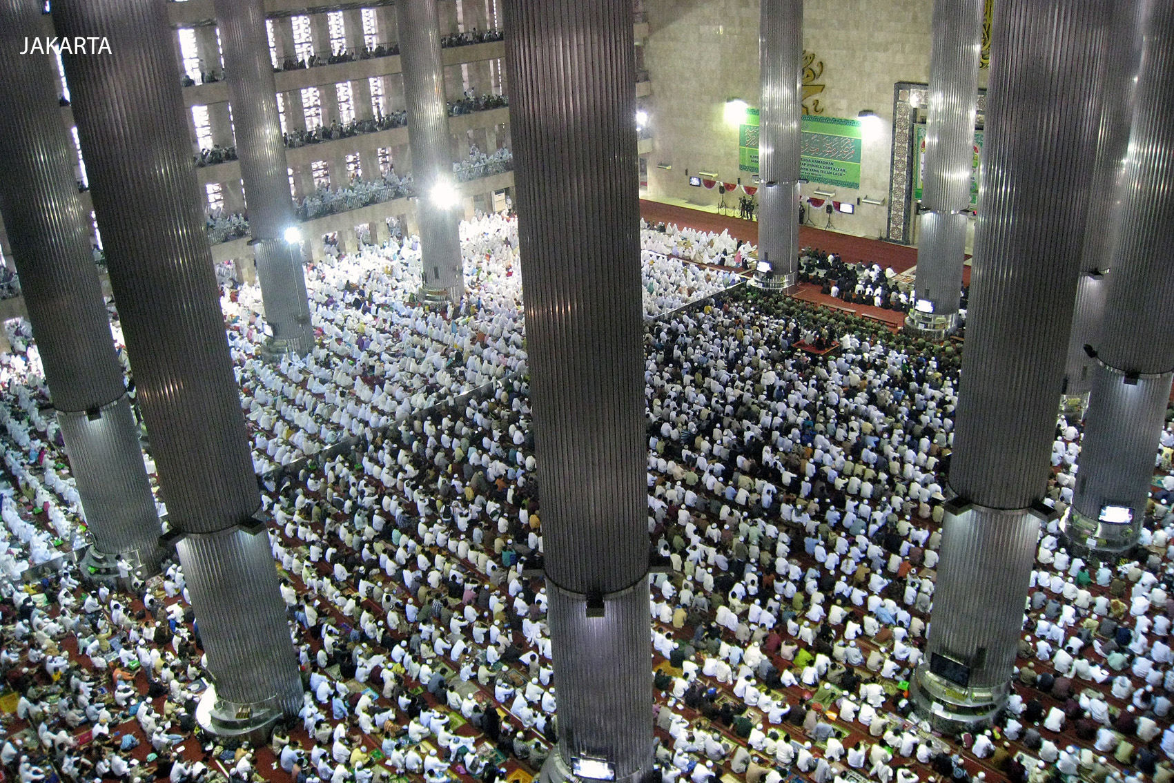 Thousands of the Indonesian muslims congregrated during Eid ul Fitr mass prayer in Istiqlal Mosque, the largest mosque in Southeast Asia, located in Central Jakarta, Indonesia.